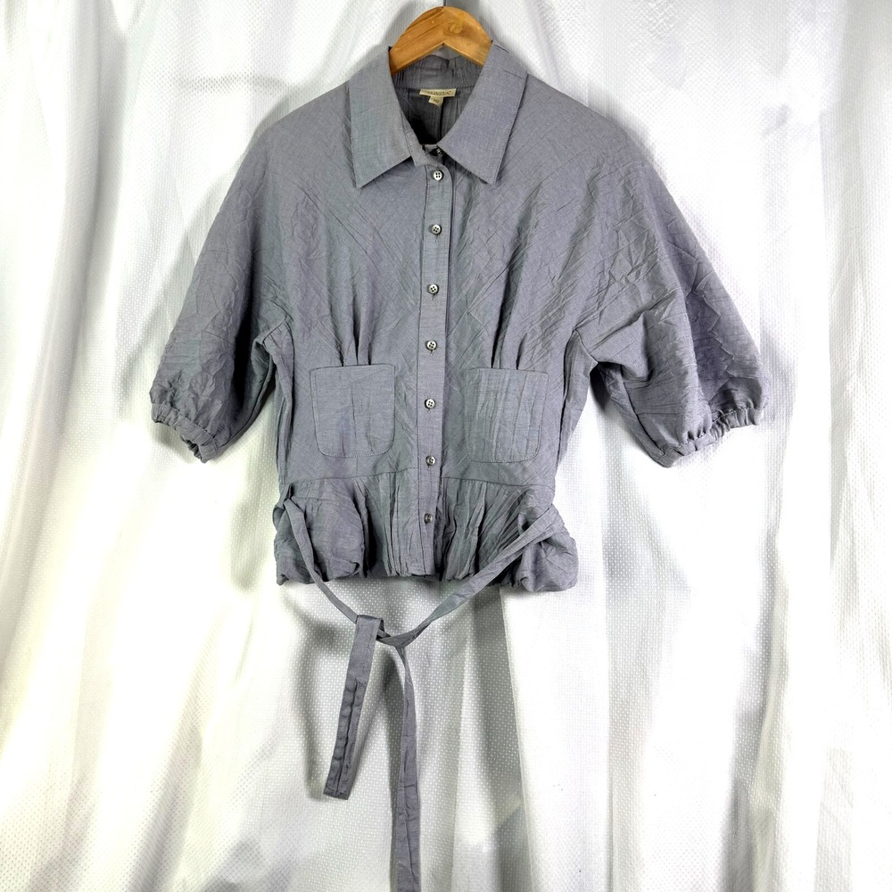 Yuvita Womens Tie Button Front Designer Shirt Sz 10